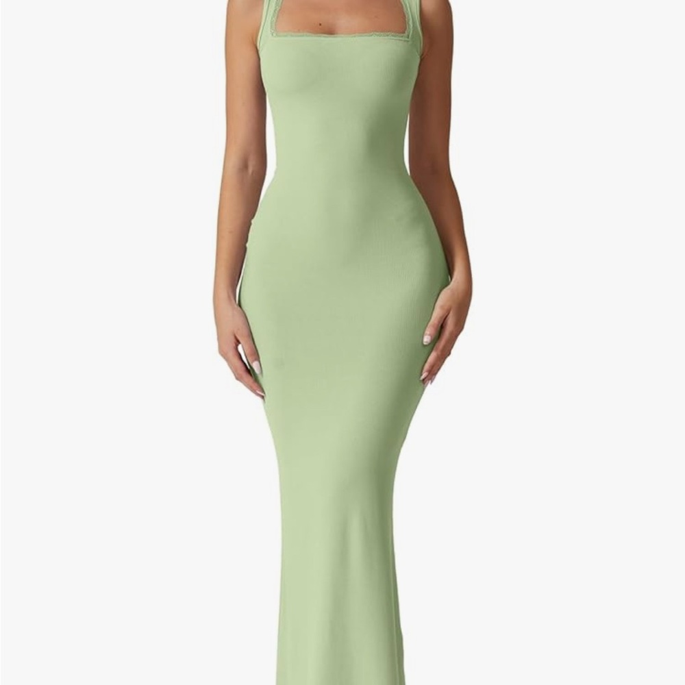 Qinsen Green Maxi Dress